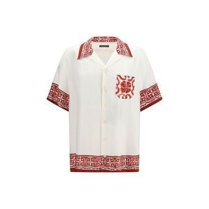 Dolce & Gabbana White Silk Pattern Men's Shirt
